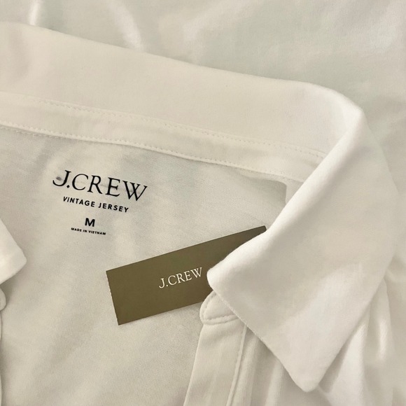 NWT!!! J. CREW Vintage Jersey Johnny Collar Shirt Solid White Pullover Medium - Picture 9 of 13